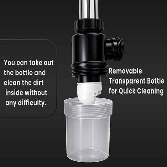 New Ware PVC Bottle Trap With Waste Outlet Pipe for Kitchen Sink-Wash Basin-Transparent Bottle Trap for easy Cleaning-Flexible 9"inch PVC Pipe with Extend length of 25"Inch-Odor-Less rubber-Down Comer