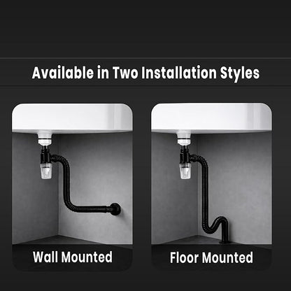 New Ware PVC Bottle Trap With Waste Outlet Pipe for Kitchen Sink-Wash Basin-Transparent Bottle Trap for easy Cleaning-Flexible 9"inch PVC Pipe with Extend length of 25"Inch-Odor-Less rubber-Down Comer