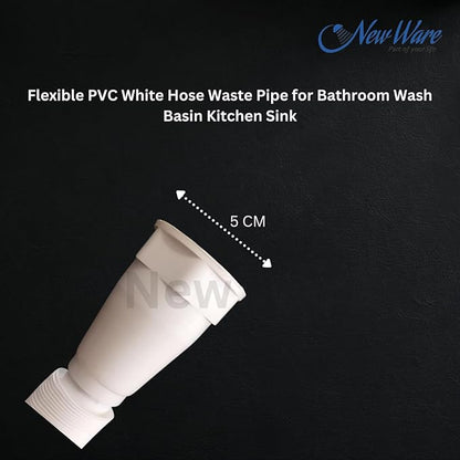 NEW WARE® Flexible PVC White Hose Waste Pipe for Bathroom Wash Basin Kitchen Sink Heavy Duty 1 1/4" Drain Hose/Outlet Tube Connector