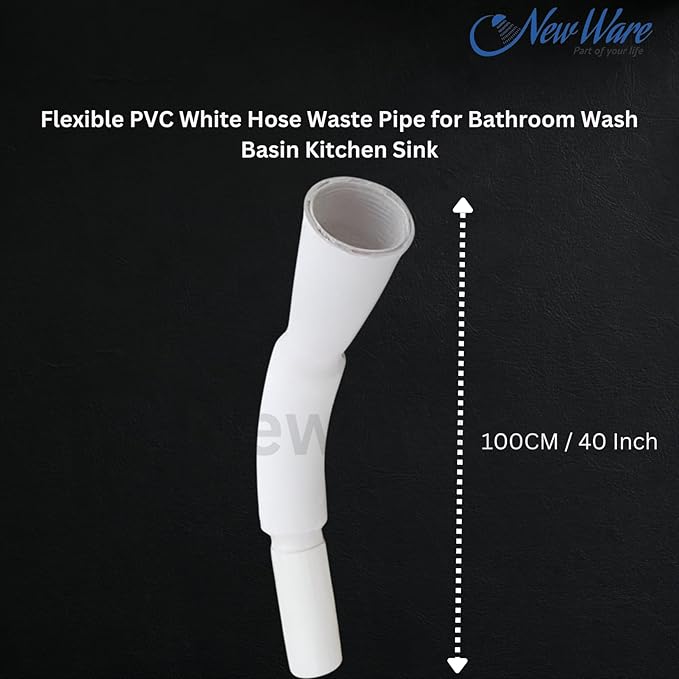 NEW WARE® Flexible PVC White Hose Waste Pipe for Bathroom Wash Basin Kitchen Sink Heavy Duty 1 1/4" Drain Hose/Outlet Tube Connector