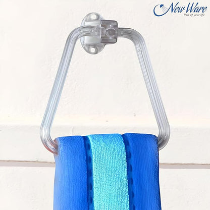 NEW WARE Unbreakable ABS Square Towel Ring Wall Mounted Stand/Holder for Bathroom/Wash Basin/Napkin-Towel Hanger