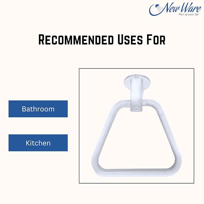 NEW WARE Unbreakable ABS Square Towel Ring Wall Mounted Stand/Holder for Bathroom/Wash Basin/Napkin-Towel Hanger
