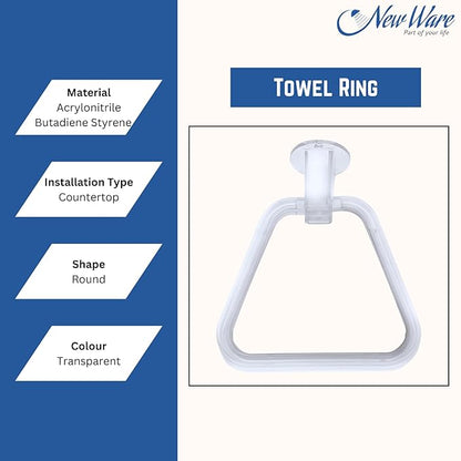 NEW WARE Unbreakable ABS Square Towel Ring Wall Mounted Stand/Holder for Bathroom/Wash Basin/Napkin-Towel Hanger