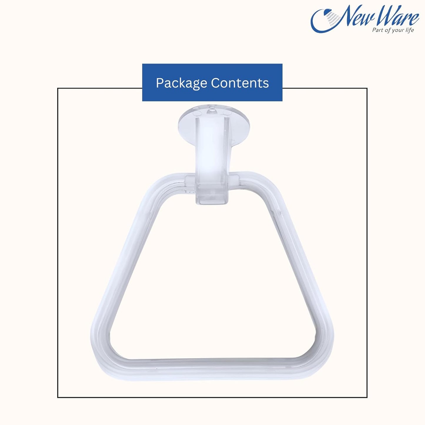 NEW WARE Unbreakable ABS Square Towel Ring Wall Mounted Stand/Holder for Bathroom/Wash Basin/Napkin-Towel Hanger