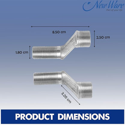 New Ware Brass 1/2" x 3/4" Inch Jaq Type Full Thread Connection Leg for Wall Mixer One Pair Spare Parts for Wall Mount Water Mixer Bathroom and Home