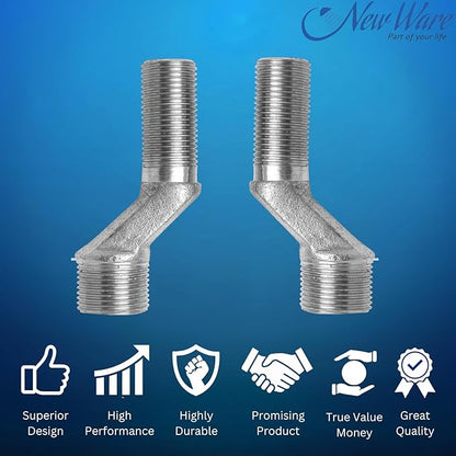 New Ware Brass 1/2" x 3/4" Inch Jaq Type Full Thread Connection Leg for Wall Mixer One Pair Spare Parts for Wall Mount Water Mixer Bathroom and Home