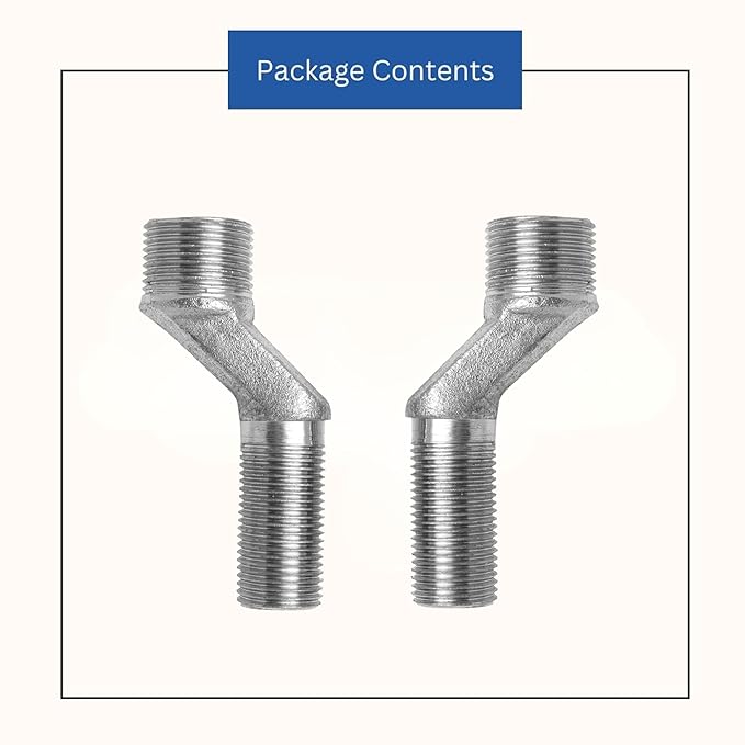 New Ware Brass 1/2" x 3/4" Inch Jaq Type Full Thread Connection Leg for Wall Mixer One Pair Spare Parts for Wall Mount Water Mixer Bathroom and Home