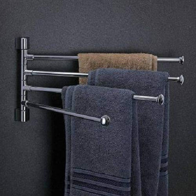 NEW WARE Stainless Steel 4 Bar Bathroom Swing Hanger Towel Bar Wall Mounted Adjustable 12 Inch Rod Space Saving Towel Holder