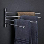 NEW WARE Stainless Steel 4 Bar Bathroom Swing Hanger Towel Bar Wall Mounted Adjustable 12 Inch Rod Space Saving Towel Holder