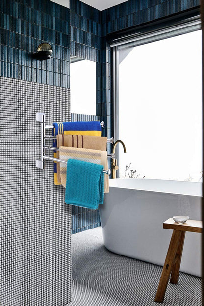 NEW WARE Stainless Steel 4 Bar Bathroom Swing Hanger Towel Bar Wall Mounted Adjustable 12 Inch Rod Space Saving Towel Holder
