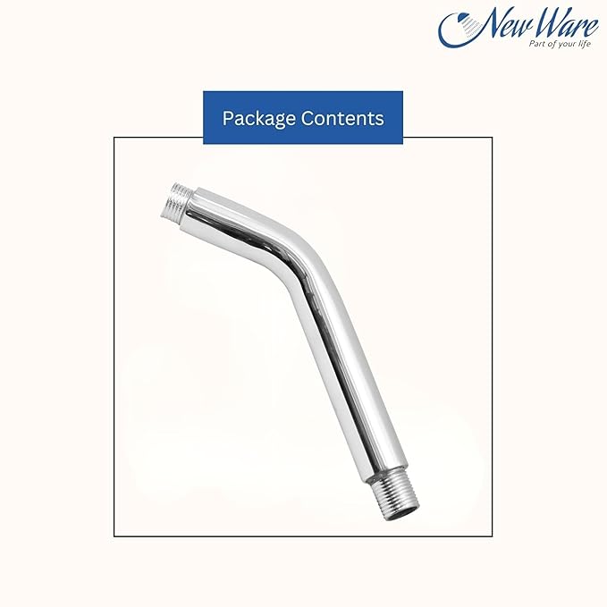 New Ware Round Shower Arm Chrome Finish Extension | 7 Inch Length with 45 Degree Angle for Comfortable Bathing