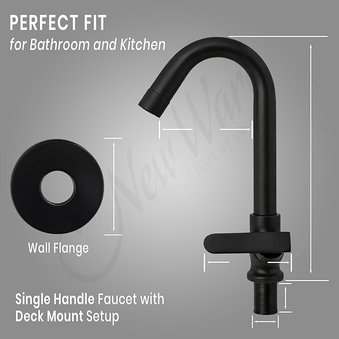 New Ware Sink Cock Faucet Matt Black Sink Cock Wall Mount and 360° rotatable Water tap for Kitchen Sinks & Bathroom Hot and Cold Sink Mixer with Flexible Spout