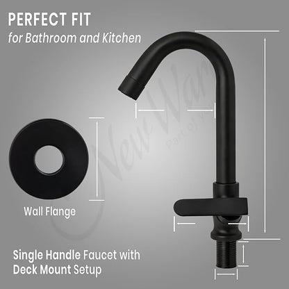 New Ware Sink Cock Faucet Matt Black Sink Cock Wall Mount and 360° rotatable Water tap for Kitchen Sinks & Bathroom Hot and Cold Sink Mixer with Flexible Spout