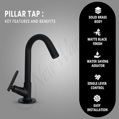 New Ware Sink Cock Faucet Matt Black Sink Cock Wall Mount and 360° rotatable Water tap for Kitchen Sinks & Bathroom Hot and Cold Sink Mixer with Flexible Spout