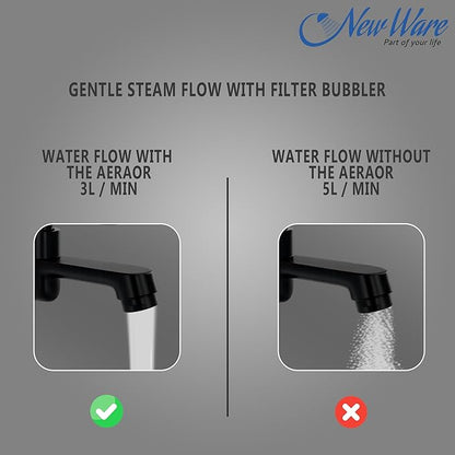 New Ware® Brass Bib Cock Tap Matte Black 5.5 Inch | Wall Mount Faucet with Flange | Bathroom Kitchen Sink Water Tap