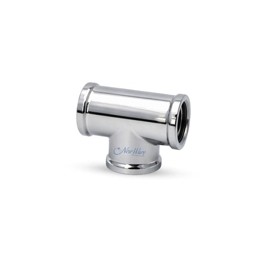 New Ware 1/2 Inch Brass CP Tee Chrome Plated 3 Way Pipe Connector Internal Thread Plumbing Fitting Heavy Duty Leak Proof Durable Joint for Bathroom Kitchen Water Line Pack of 1 Premium Quality