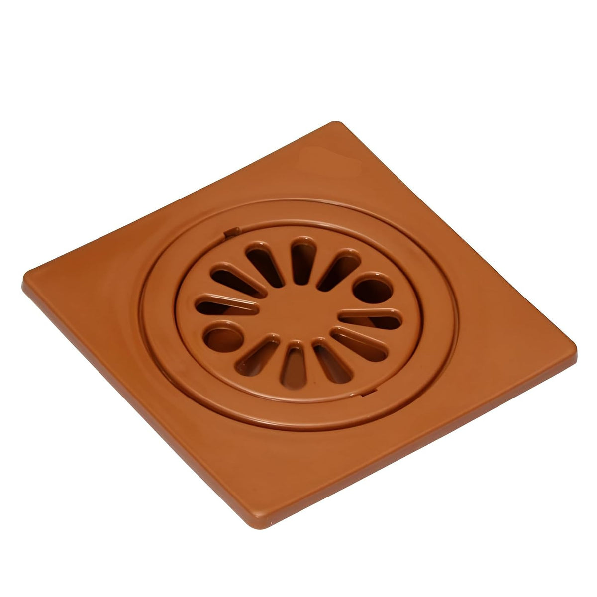 NEW WARE® 6 x 6 Inch Square Plastic Shower Floor Drain Strainer with Lid | Brown Floor Drain Cover for Bathroom, Kitchen & Balcony | Heavy Duty Water Drain Jali, Waste Drain Grating, Anti Clog
