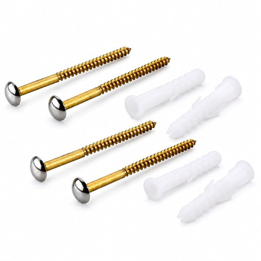 New Ware 4 Inch Brass Mirror Screw Set with Decorative Caps Heavy Duty Mirror Mounting Hardware Wall Fixing Kit for Bathroom Mirror Photo Frame Fastener Rust Resistant Pack of 2 Durable Design