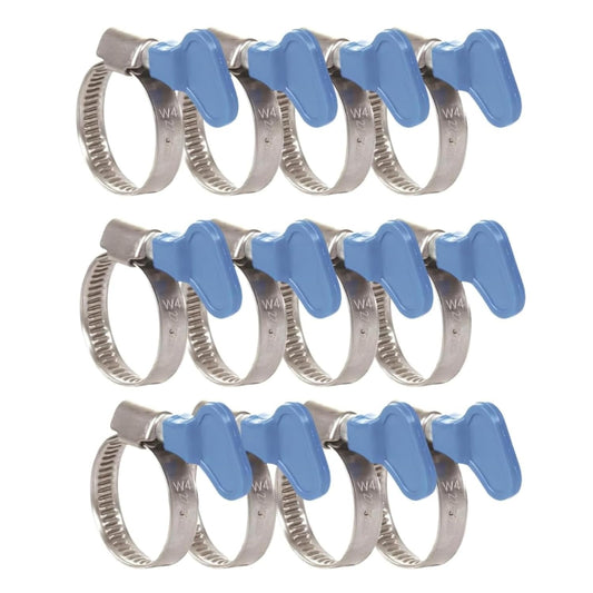 NEW WARE Stainless Steel Hose Clamp 1/2 Inch Adjustable Heavy Duty Pipe Clamp with Key Rust Proof Fastener for Plumbing Automotive Mechanical Strong Grip Hose Clip Pack of 12 Pieces Set Durable