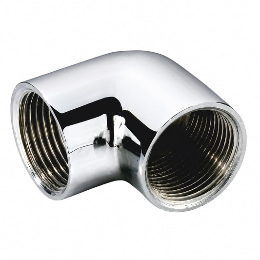 NEW WARE® 1/2 Inch Brass Chrome Plated 90° Elbow | Internal Thread 2-Way Pipe Joint | Heavy Duty Plumbing Elbow Fitting for Water Pipe Connections | Corrosion Resistant Brass Connector | Pack of 1