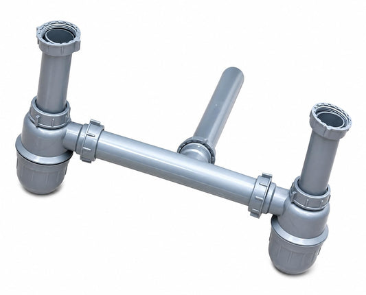 New Ware PVC 2-Way Bottle Trap for Kitchen Sink & Wash Basin | Double Drain Down Comer Outlet Set for Home & Kitchen