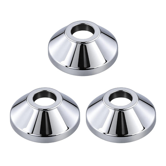 NEW WARE® Stainless Steel Round Wall Flange for Pipe Fittings | Chrome Finish Pipe Cover Plate | 70 mm Outer Diameter | 30mm Top Hole,20 mm Inner Hole | Rustproof Bathroom & Kitchen Pipe Concealer 3pc