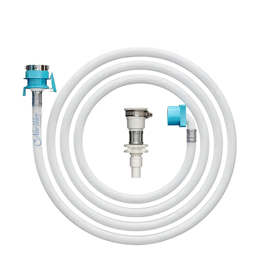 NEW WARE® 5 Meter PVC Washing Machine Inlet Hose Pipe | Textile Braided Water Supply Hose with ABS Connector & Tap Adapter | Compatible with Top & Front Load Machines | Flexible Durable Pipe Grey