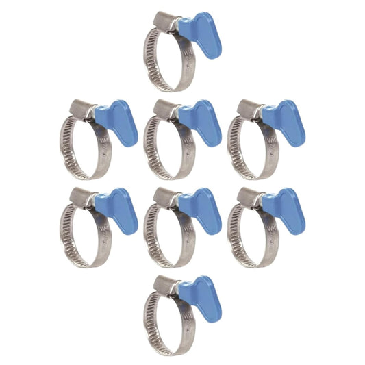 NEW WARE Stainless Steel Hose Clamp 1/2 Inch Adjustable Heavy Duty Pipe Clamp with Key Rust Proof Fastener for Plumbing Automotive Mechanical Strong Grip Hose Clip Pack of 8 Pieces Set Durable