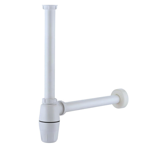 New Ware PVC Round Bottle Trap with Waste Pipe Wall Flange and Washer Wall Mount Down Comer for Wash Basin and Kitchen Sink Waste Water Drain Outlet 30 cm Wall Faced Long Pipe Set