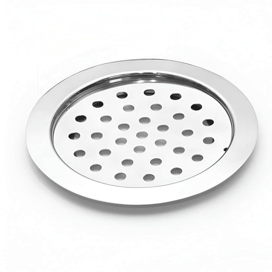 NEW WARE® 5 Inch Stainless Steel Round Floor Drain Jali | Cubic Flat Locking Heavy Duty Trap Cover | Rust Resistant Water Drain Cover for Bathroom, Kitchen, Balcony, Utility Area & Shower Drain Outlet