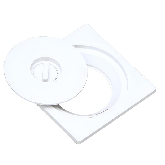 NEW WARE® 6 x 6 Inch Square Plastic Shower Floor Drain Strainer with Lid White | Bathroom Kitchen Drain Cover Jali | Anti Clog Hair Catcher Waste Trap Cover | Lightweight Durable Floor Drain