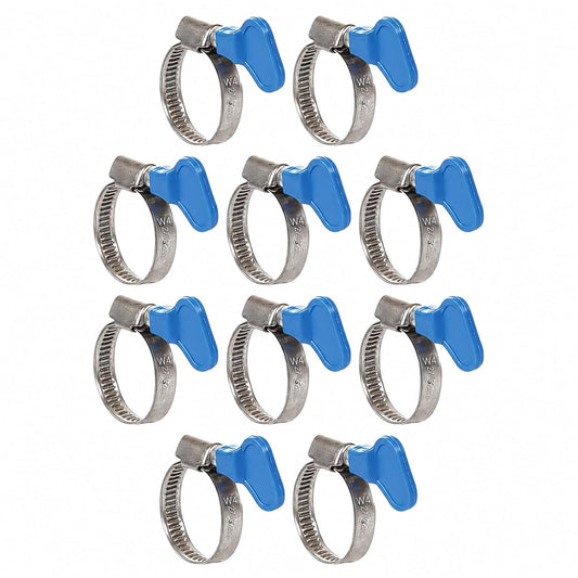 NEW WARE® 1 Inch Adjustable Stainless Steel Hose Clamp with Key | Heavy Duty Pipe Fastener for Plumbing, Automotive & Mechanical Use | Rust Resistant Hose Clip for Secure Fitting | Pack of 10