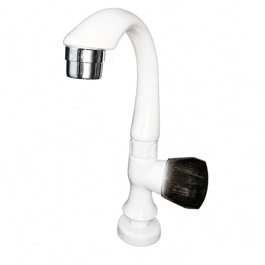 New Ware Plastic Pillar Tap with Foam Flow PVC Swan Neck Faucet for Kitchen Bathroom Wash Basin Tap Single Lever Water Tap Sink Cock Leak Proof Durable Easy Install White Premium Quality Finish