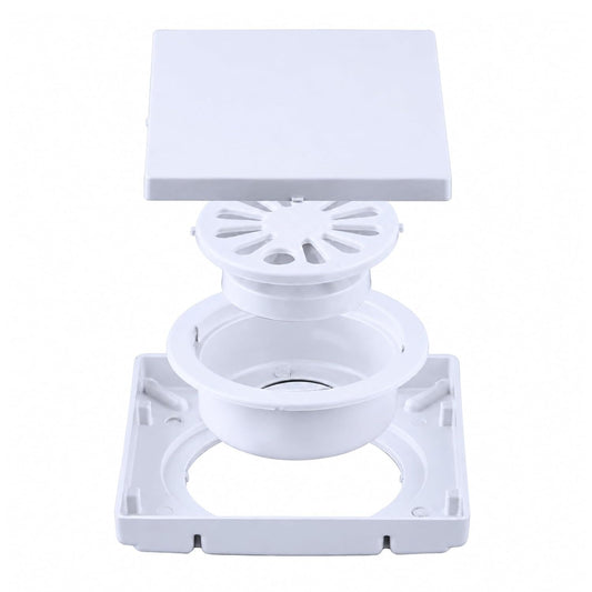 NEW WARE® 6 x 6 Inch Square Plastic Shower Floor Drain Strainer with Lid | Kitchen Utensil Drainer with Cockroach Trap Jali | Bathroom Water Drain Cover | Anti-Clog Floor Strainer for Home & Kitchen