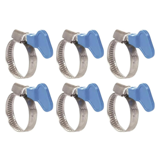 NEW WARE® Adjustable 3/4 Inch Stainless Steel Hose Clamp with Key (12–22mm) | Heavy Duty Pipe Clamp Worm Drive Fastener for Plumbing Automotive Mechanical Use Rust Proof Strong Grip Pack of 6