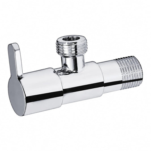 NEW WARE® Brass Angle Valve Stop Cock with Wall Flange | Chrome Finish Water Control Valve for Bathroom & Kitchen | Wall Mounted Brass Water Tap | Durable Plumbing Fitting for Wash Basin & Utility