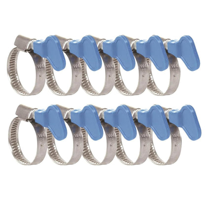 NEW WARE® Adjustable 3/4 Inch Stainless Steel Hose Clamp with Key (12–22mm) | Heavy Duty Pipe Clamp Worm Drive Fastener for Plumbing Automotive Mechanical Use | Rust Proof Strong Grip Pack of 10
