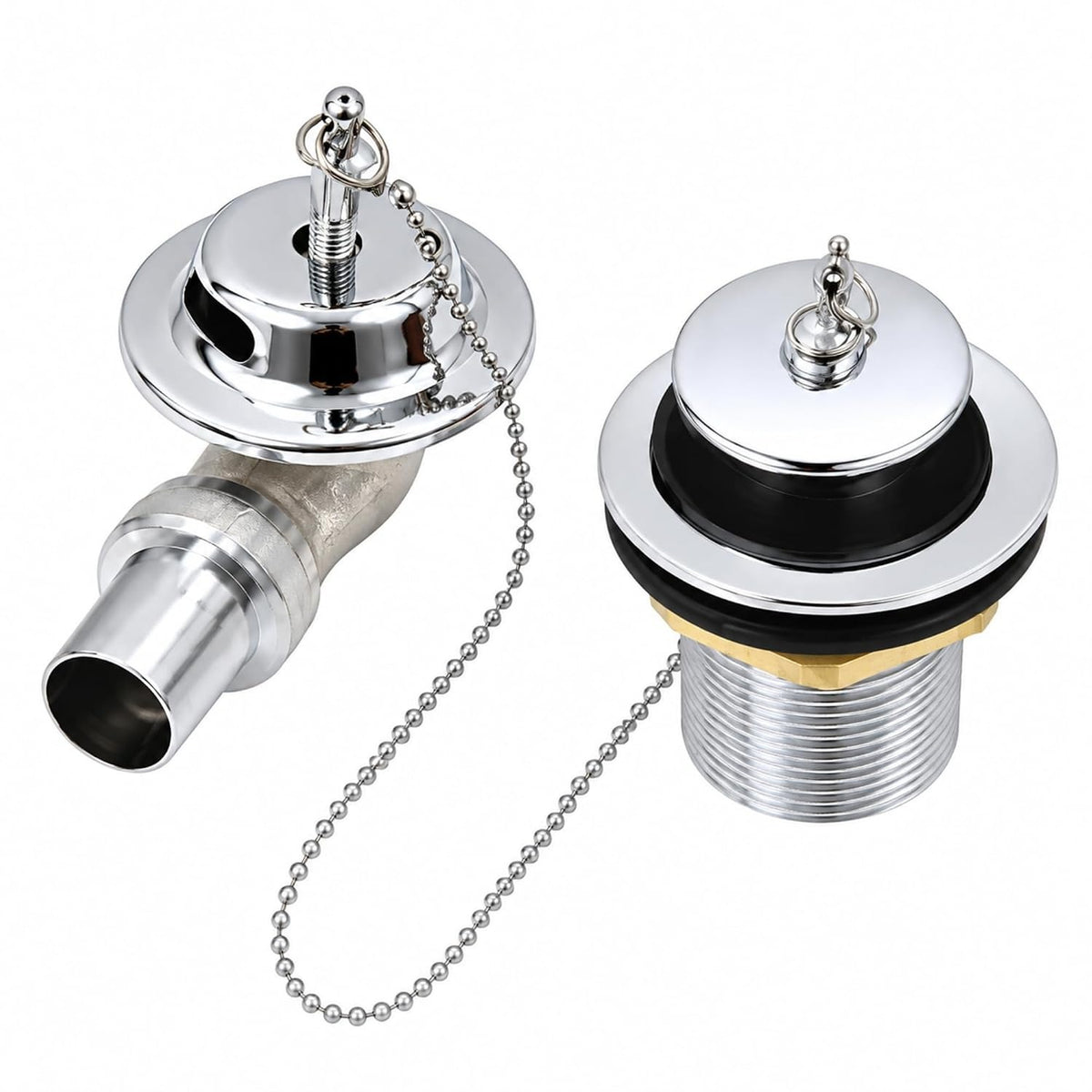 NEW WARE Bath Tub Overflow Set with Chain Plug, Bathroom Bathtub Drain Overflow Kit, Tub Drain Stopper with Chain for Water Outlet, Overflow Cover Plug Replacement Accessory for Home Bathroom