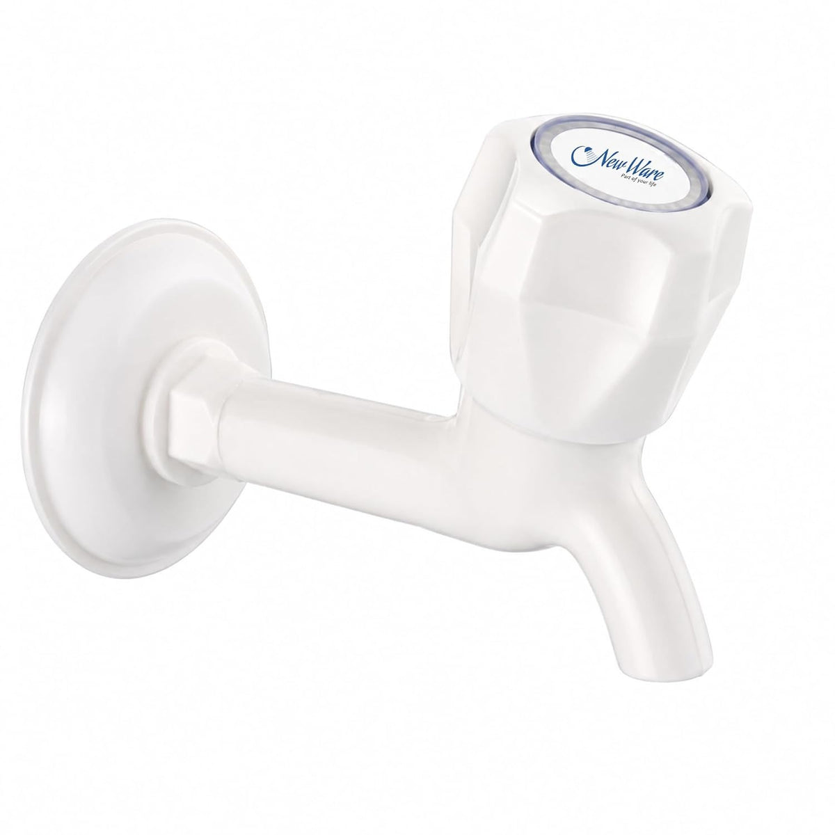 NEW WARE® 1/2 Inch PTMT Long Body Bib Cock Water Tap | Durable PVC Bib Tap for Kitchen, Bathroom & Wash Basin | Rust-Free Wall Mounted Faucet | Water Supply Tap for Home Plumbing & Utility Areas