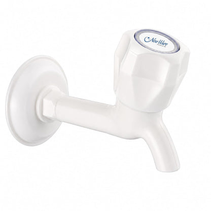 NEW WARE® 1/2 Inch PTMT Long Body Bib Cock Water Tap | Durable PVC Bib Tap for Kitchen, Bathroom & Wash Basin | Rust-Free Wall Mounted Faucet | Water Supply Tap for Home Plumbing & Utility Areas