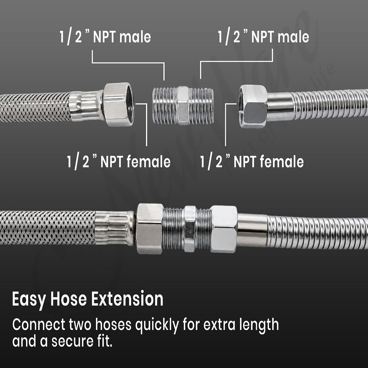 New Ware CP Hex Nipple 1/2 Inch Male x 1/2 Inch Male Threaded Brass Connector, Chrome Finish Heavy Duty Pipe Joiner for Tap, Shower, Health Faucet, Angle Valve & Plumbing Fittings, Pack of 6 PCS