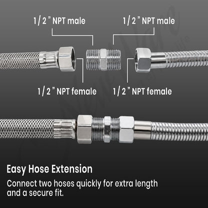 New Ware CP Hex Nipple 1/2 Inch Male x 1/2 Inch Male Threaded Brass Connector, Chrome Finish Heavy Duty Pipe Joiner for Tap, Shower, Health Faucet, Angle Valve & Plumbing Fittings, Pack of 6 PCS