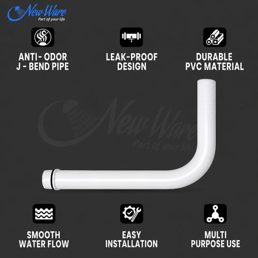 NEW WARE® PVC Long 3 Pc Bend Pipe for Flush Tank | White Toilet Flush Connection Pipe for Smooth & Efficient Water Flow| Heavy Duty Leak Proof Toilet Cistern Connector for Indian & Western WC Bathroom