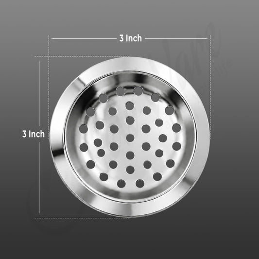 NEW WARE Round 3 Inch Stainless Steel Bathroom Floor Drain Jali/Trap | Chrome Finish Water Drain Grating | Pack of 2