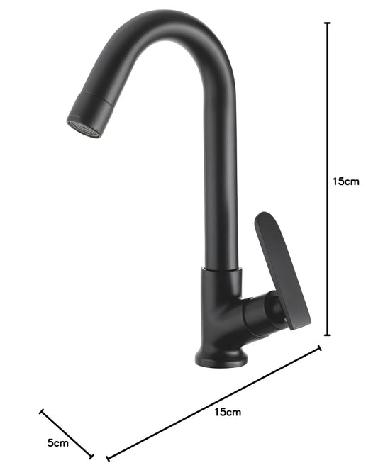 New Ware Sink Cock Faucet Matt Black Sink Cock Wall Mount and 360° rotatable Water tap for Kitchen Sinks & Bathroom Hot and Cold Sink Mixer with Flexible Spout
