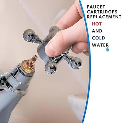 NEW WARE Brass Ceramic Disc Cartridge Ess Trend Type 1/2 Inch | Quarter Turn Faucet Valve for Hot & Cold Taps | Pack of 2