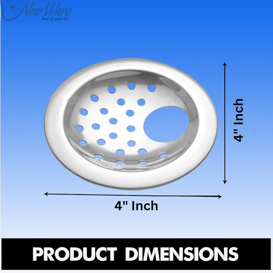 New Ware 4 Inch CP Stainless Steel Round Floor Drain Jali Cover Heavy Duty Wide Hole Anti Clog Drain Strainer Rust Proof Bathroom Kitchen Balcony Indoor Outdoor Use Durable Design