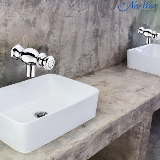 NEW WARE Brass Push Cock Urinal (Male Thread) for Bathroom/Water Cooler Tap - Urinal Flush Valve for Bathroom Public Toilet- Chrome Finish