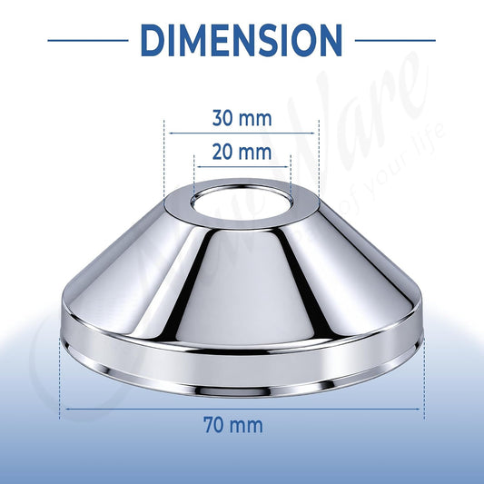 NEW WARE® Stainless Steel Round Wall Flange for Pipe Fittings | Chrome Finish Pipe Cover Plate | 70 mm Outer Diameter | 30mm Top Hole,20 mm Inner Hole | Rustproof Bathroom & Kitchen Pipe Concealer 5pc