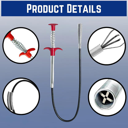 New Ware 5 Ft Drain Cleaning Spring Claw | Rubber Coated Steel Hair Catcher Wire for Kitchen Sink, Wash Basin & Bathtub